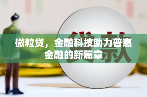 天元微粒贷，金融科技助力普惠金融的新篇章