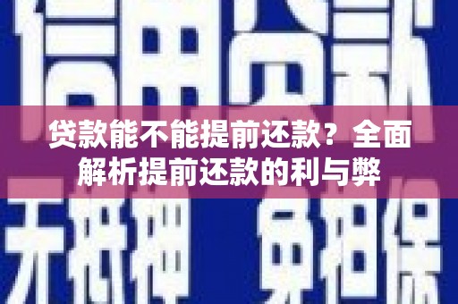 天元贷款能不能提前还款？全面解析提前还款的利与弊
