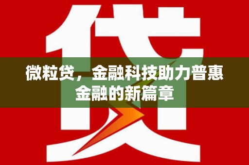 天元微粒贷，金融科技助力普惠金融的新篇章