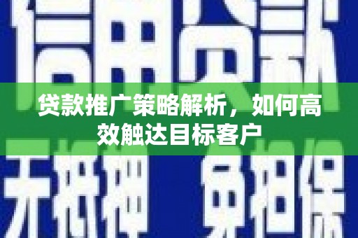 天元贷款推广策略解析，如何高效触达目标客户