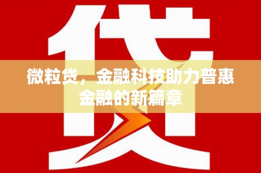 天元微粒贷，金融科技助力普惠金融的新篇章