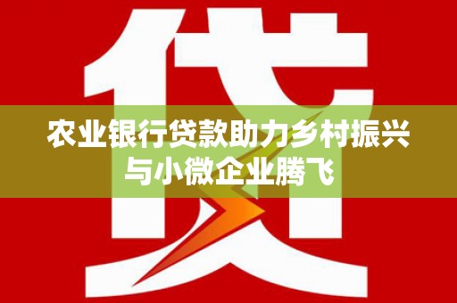 天元农业银行贷款助力乡村振兴与小微企业腾飞