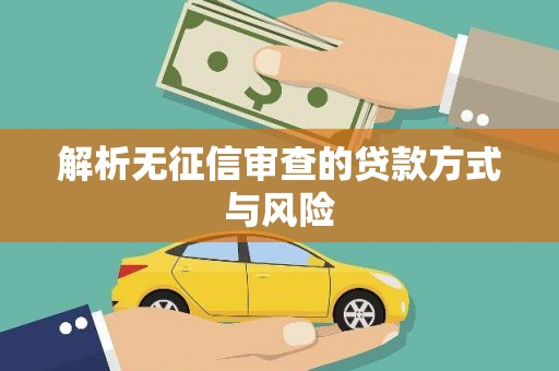 天元解析无征信审查的贷款方式与风险